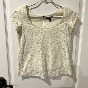 American Eagle Outfitters Feminine Lace Short-sleeve Top